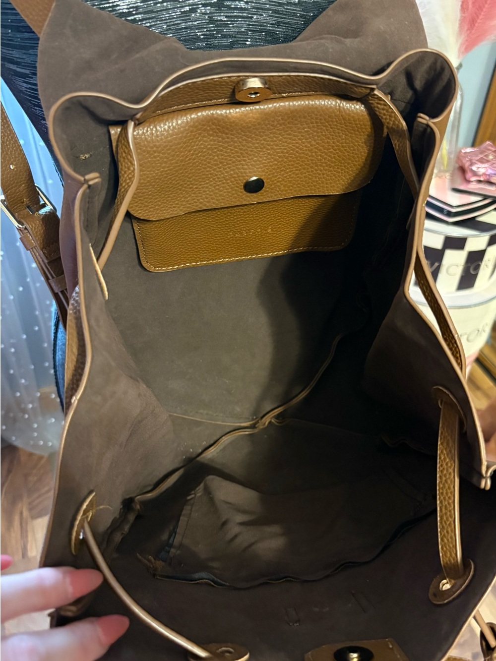 Brown Pebbled Backpack - Picture 3 of 6